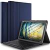 Claelech Custodia per tastiera Huawei Mediapad M5 Lite 10.1, custodia magnetica sottile in pelle con supporto e tastiera Bluetooth wireless staccabile per M5 Lite 10.1 pollici (blu)