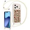Vxinvnoi Cover Cordino per iPhone 17 Pro max 6,9,Aesthetic Fiori Disegni Ragazze Custodia con Corda Collana Tracolla Laccio, Sottile Silicone Morbido TPU Antiurto Case per iPhone 17 Pro max, Beige 02