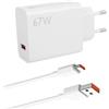 Kryolithm Caricatore 67W USB C per 14T 13T 13 12S Ultra 12X 11T Note 13 Pro 12 Pro POCO F5 X6 X5 X4 GT, Tipo C Caricabatterie Rapido con Cavo 2M, Adattatore di Ricarica Caricabatterie 67w