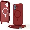 VAVAVOOMY Cover Compatible con iPhone 17 rimovibile custodia in silicone,Custodia con Regolabile Collana per Cordino Collana Rosso