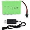 Tosiicop Batteria RC da 6 V, 2400 mAh, AA NiMH, ricaricabile, per auto, radiocomandata, batteria ricaricabile, con spina SM-2P e cavo di ricarica USB per telecomando e camion, auto Stunt veicoli Bat