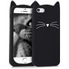 kwmobile Cover compatibile con Apple iPhone SE (1.Gen 2016) / iPhone 5 / iPhone 5S - Custodia Cover in silicone TPU - Copertina protettiva Back Case Backcover - gatto nero/bianco