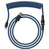 Ranked Cavo Coiled | Cavo Intrecciato a Doppia Guaina Fatto a Mano | USB Tipo C ad A | Connettore Aviator a 5 Pin per Tastiera da Gioco Meccanica Custom | Supporta la Ricarica Rapida 20W (Blu Scuro)