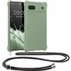 kwmobile Custodia Compatibile con Google Pixel 6a Cover - Back Case in Silicone TPU - Protezione Smartphone con Cordino - verde grigio
