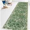Famibay Tappeto per corridoio 50x150cm Tappeto da cucina antiscivolo lavabile Tappeto per corridoio Boho Vintage Verde Tappeto per corridoio per cucina, pavimento, ingresso, corridoio, camera