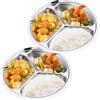 TEERFU Piatto con divisori in acciaio inox Teerfu: set di 2 vassoi, ideale per campeggio, pranzo e cena per bambini o uso quotidiano 9.4'' Silver