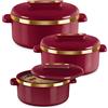 MILTON Casseruola isolata con coperchio, set da 3 pezzi da 2,1/1,5/1 qt. Scaldavivande termiche per zuppa/insalata, contenitore per alimenti caldi in acciaio inox, miglior set regalo per le mamme