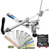 CWOVRS Affilacoltelli, RX-009 Affilacoltelli Professionale, Rotazione a 360°, Aggiorna Clip per Coltelli ad Angolo Fisso e Regolabile, Sistema per Affilare i Coltelli da Chef, 10 Pietre Kit
