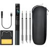 DEWIN HS-02B Kit Saldatore Elettrico,DC9-24V 100W Saldatore Stagno Soldering Iron Saldatrice a Stagno Modalità Multi-potenza PD/QC/DC Riscaldamento Rapido 3 Teste Di Saldatura Display IPS