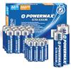 Powermax 24 batterie alcaline (12 doppie AA, 12 triple AAA), batterie ultra resistenti per casa e ufficio, durata di 10 anni, confezione richiudibile