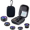 Miao LAB Set di obiettivi 5 in 1, obiettivo grandangolare 0.63X e obiettivo macro 15X + obiettivo fish-eye 198° + CPL + 2X teleobiettivo, compatibile con la maggior parte degli smartphone