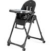 Peg Perego PEG Prima Pappa Follow Me Seggiolone Pappa Neonati Reclinabile, Funzione Sdraietta, 4 ruote, Pieghevole e Ultracompatto, per Bambini da 0 a 3 Anni (0-15 kg), True Black
