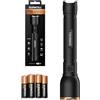 Duracell Torcia LED DF750 Core - 750 lumen, focalizzabile, 120 m, 4 batterie AAA incluse, diverse modalità di illuminazione, resistente agli spruzzi, alloggiamento robusto, pronto all'uso