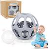 MCGMITT Giochi Sonaglio Dentizione Del Neonato - Palla Sensoriale in Silicone con Sonaglio Montessori Gioco Educativo per Bambini 0-3-9-12 Mesi Palla da Afferrare Senza BPA, Regalo per Neonati, Grigio