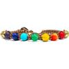Samsara Bracciale Tibetano 7 Chakra Shamballa con Pietre Naturali Regolabile in Cotone Cerato Marrone Accessorio Uomo Donna Stile Buddista Tradizionale Unisex