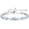 FANCIME Bracciale tennis con acquamarina, pietra del mese di marzo, in argento sterling con maglie regolabili da 9x7 mm - Gioielli di alta gamma - Regali di compleanno per donne, mamme, mogli e lei.
