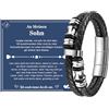 Cheerslife Braccialetti Uomo 2 Strati Bracciale Cuoio Uomo Pelle Intrecciata Aggiustabile Regolabile con Bottone Magnetico in Acciaio Inossidabile Bracciale Regalo per Figlio Compleanno DE