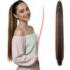 S-noilite Coda Cavallo con Pinza 60cm Lisci Naturali Capelli Sintetici Posticci Extension Coda di Cavallo per Donna,Castano Scuro mix Biondo Sabbia