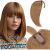 Elailite Hair Topper Capelli Veri Donna Clip in Posticci Toupee Toupet Silk Lace Protesi #6 Marrone Chiaro 48g 40cm (7cmx13cm)
