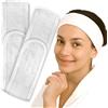 jazzylab Fascia capelli cosmetica in spugna - Cerchietto regolabile per trucco, cura del viso, spa e benessere - Fascia morbida con chiusura a strappo | Bianco, 2x fasce
