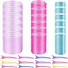 GNEUFVIE 24 pezzi Bigodini Set, 12 Pezzi 64MM Bigodini Grandi Rulli Non Riscaldati Autoadesivi con 12 Pezzi Acciaio Inossidabile Fermagli, per Capelli Lunghi e Corti