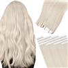 Easyouth Extension Biadesive Capelli Veri Biondi Umani Adesive Capelli Extension Biondo Bianco Remy Extension Capelli Biadesivo Lisci 30 cm 30g 20Pz #1000