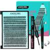 AMZGIRL LASH Kit per estensione ciglia 280PCS Ciglia a grappolo 30D Kit fai da te per estensione ciglia Ciglia singole Kit di ciglia naturali a grappolo con ciglia adesive e rimuovitore impermeabile, Pinzette per