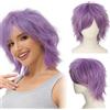 Luxiremi Parrucca Cosplay anime capelli corti, mandarini, viola chiaro, per uomo e donna, costume di Halloween e carnevale