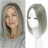 Lasunork Topper per capelli da donna con capelli umani, topper per aggiungere più volume e coprire la caduta dei capelli, extension per capelli con base svizzera (30,5 cm, grigio misto)