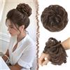 FESHFEN Chignon Finto per Capelli, Elastici Chignon Finti Sintetica Ondulato Capelli Naturale Coda di Cavallo Marrone caramello Posticci per Capelli Spessi Updo per Donne Ragazze, 55g