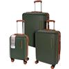 WELL HOME MOBILIARIO & DECORACIÓN Well Home Set di 3 valigie da 18'' 22'' e 26'' in ABS di colore verde con ruote doppie, Verde, Set di 3 valigie