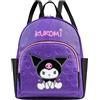 Hello Kitty Sanrio Kuromi Zaino Bambina Donna Adolescenti, Moda Pelle PU Borse a Zainetto Ragazza, Anime Regali per Lei (Viola Kuromi)
