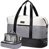 LOVEVOOK Borsone Da Viaggio Donna, Grande Borsa Da Viaggio, 45L Borsa Parto Ospedale, Bagaglio a Mano 45x36x20, Borsone Palestra Duffel Bag Borsa Piscina, Beige Grigio Nero