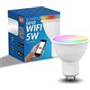 M Ledme - Lampadina LED WiFi Smart 5W (Eq. 40 W) attacco GU10, non necessita di Hub, RGB+CCT, Dimmerabile, Luce Bianca e Colorata, compatibile con Alexa e Google Home, LM7140