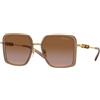 Versace VE2261 100213 | Occhiali da Sole Graduati o Non Graduati | Prova Online | Metallo | Quadrati, Oversize | Marrone, Oro, Trasparente | Adrialenti