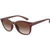 Emporio Armani EA4225U 610113 | Occhiali da Sole Graduati o Non Graduati | Prova Online | Unisex | Plastica | Quadrati | Bordeaux | Adrialenti