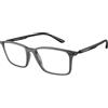 Emporio Armani EA3237 6106 | Occhiali da Vista Graduati | Prova Online | Plastica | Rettangolari | Grigio, Trasparente | Adrialenti