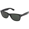 Ray-Ban RB2132 - 901L New Wayfarer | Occhiali da Sole Graduati o Non Graduati | Prova Online | Unisex | Plastica | Quadrati | Nero | Adrialenti