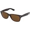 Ray-Ban New Wayfarer Classic RB2132 710 | Occhiali da Sole Graduati o Non Graduati | Prova Online | Unisex | Plastica | Quadrati | Marrone, Havana | Adrialenti