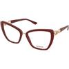 Guess GU50180 066 | Occhiali da Vista Graduati | Prova Online | Plastica | Cat Eye, Ovali / Ellittici | Bordeaux | Adrialenti