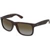 Ray-Ban Justin RB4165 - 865/T5 | Occhiali da Sole Graduati o Non Graduati | Prova Online | Unisex | Plastica | Quadrati | Marrone, Havana | Adrialenti