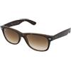 Ray-Ban New Wayfarer RB2132 710/51 | Occhiali da Sole Graduati o Non Graduati | Prova Online | Unisex | Plastica | Quadrati | Marrone, Havana | Adrialenti