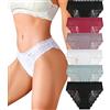 READY TO LOVE Mutande in Cotone e Pizzo Sexy Donna - Culotte Intimo Seducente - Set Vita Bassa Underwear - Pacco da 6