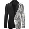 Allthemen Blazer da Uomo Casual in Velluto di Lusso Giacca da Abito Slim Fit Floral Prints Stylish Chic Jackets 43# Argento M