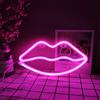 ENUOLI Pink Lip Insegne al neon Luce notturna al neon Applique da parete al neon Led Arte decorativa Luci al neon Lampada a led a batteria o USB per la festa di Natale Compleanno Matrimonio