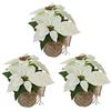 Bambelaa! 3 Pieces Fiori Artificiali di Natale Fiore Artificiale Stella di Natale Poinsettia Ornamenti Fiori Finti per Interno Decorazioni per Natale Ufficio (Bianco)