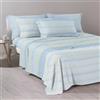 Caleffi Completo Letto Matrimoniale 100% Cotone Morbido - Lenzuolo Sotto con Angoli 180x200x25 cm, Lenzuolo Sopra 240x280 cm, 2 Federe 50x80 cm (Misson Azzurro)