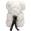 Passionefiori.it Orso di Rose con cuore rosso 25cm, fatto con Rose, già confezionato regalo per San Valentino, orsetto per fidanzata, Amica, orsacchiotto, teddy bear in Italia (Bianco senza scatola, 25cm)