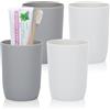 AstraLoom Set di 4 bicchieri per spazzolini da denti, impilabili, infrangibili, in plastica, 280 ml, per bagno e viaggio (grigio/bianco)
