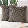 Madizz 2 Pezzi Federe in Lana Corta Velluto Copricuscini Morbido Decorativo Fodere per Cuscino Lusso Stile per Divano Camera da Letto Marrone grigiastro Quadrate 35x35 cm